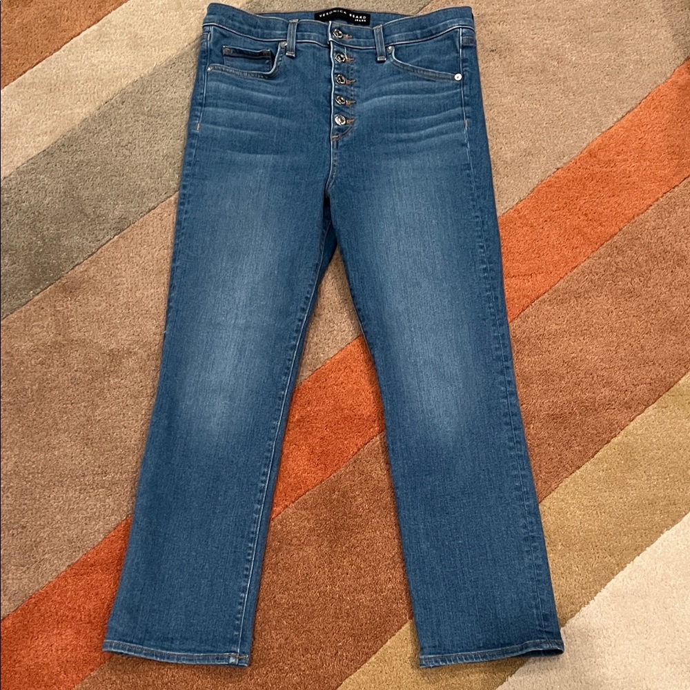 Veronica Beard Carly 11” Kick Flare Blue Jeans